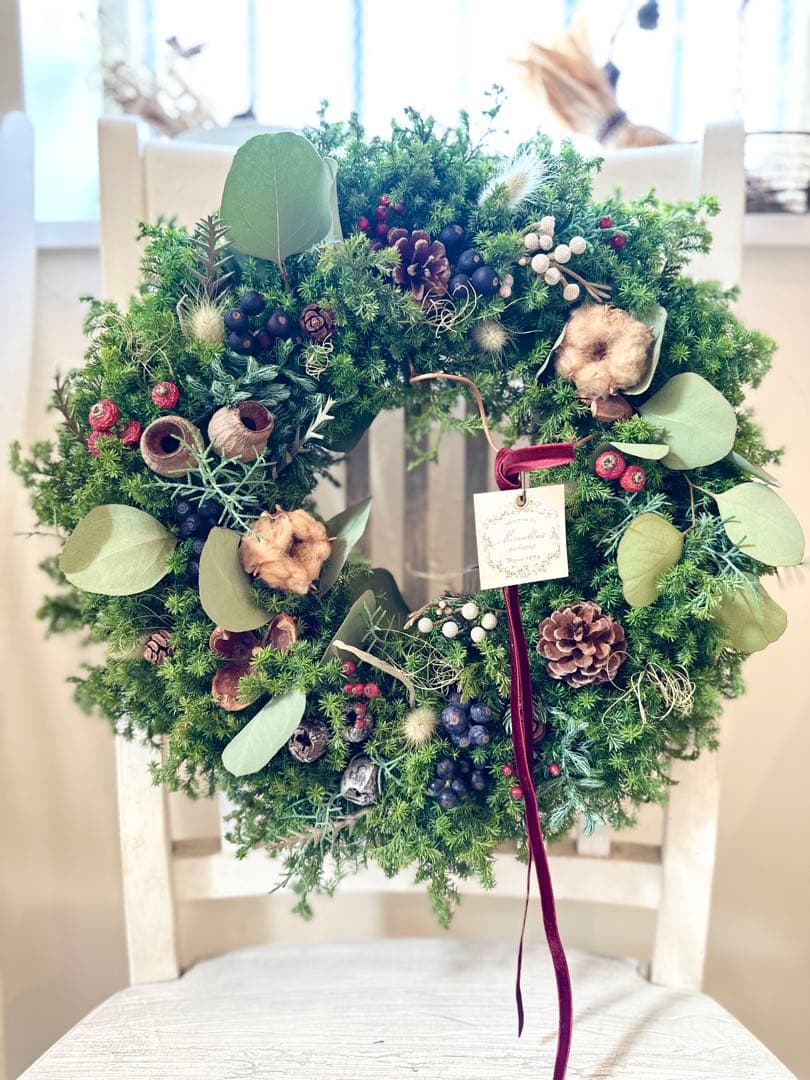 ＊針葉樹のクリスマスリース＊ 特大　ナチュラルリース　43㌢　グリーンリース