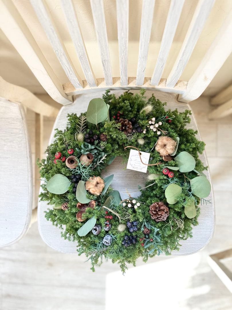 ＊針葉樹のクリスマスリース＊ 特大　ナチュラルリース　43㌢　グリーンリース