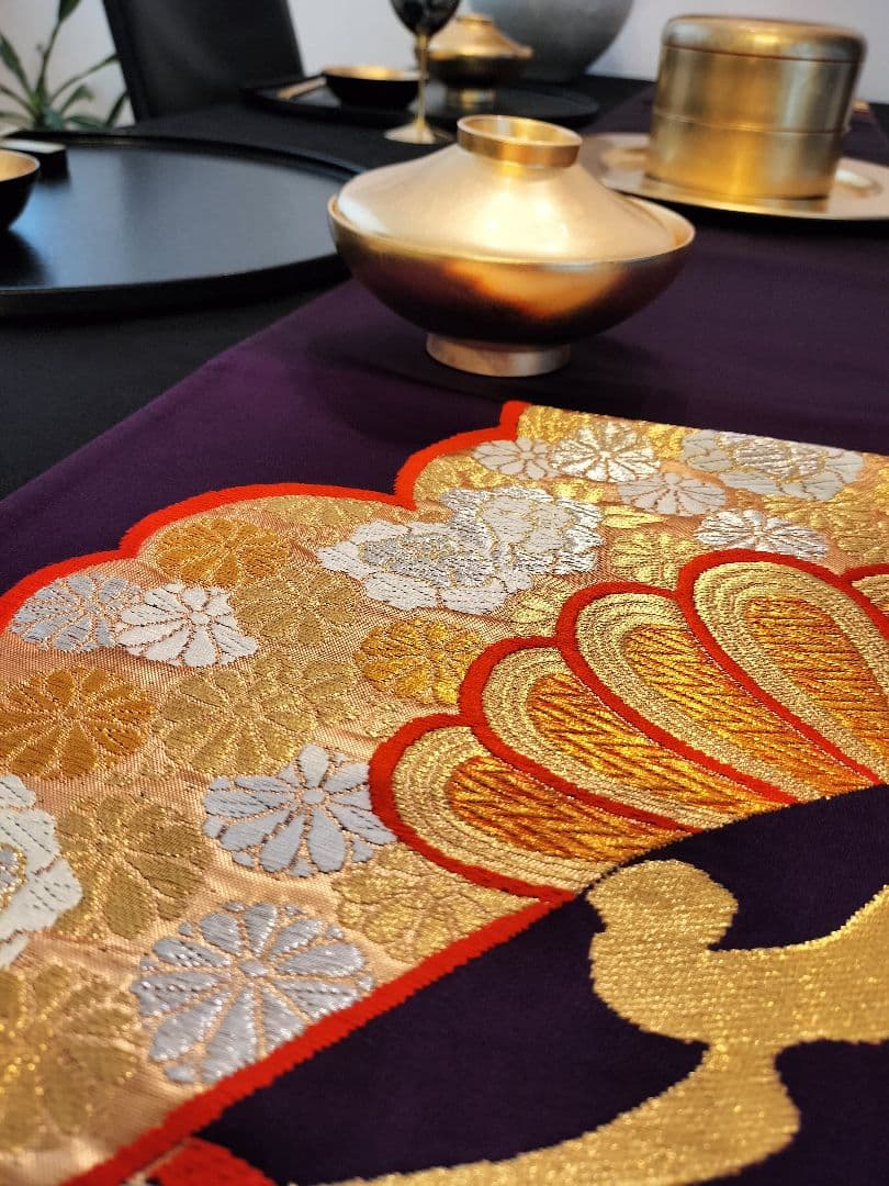 A630★高級‼️豪華刺繍‼️ひな祭り‼️袋帯正絹テーブルランナー2ｍ6cm