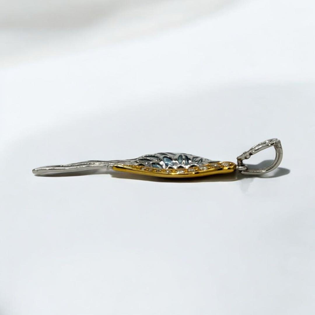 K18WG エンジェルフェザー エナメルペンダントトップ