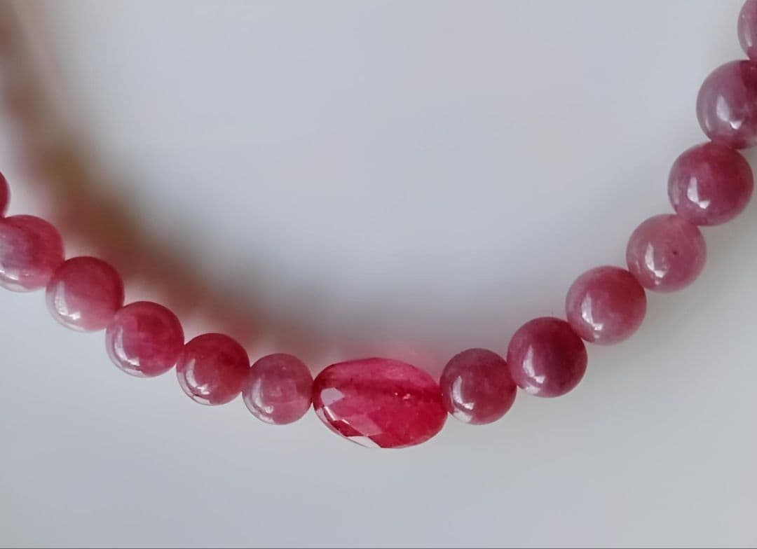 トップクオリティ 天然石 ルビー タンブル & ルビー ブレスレット