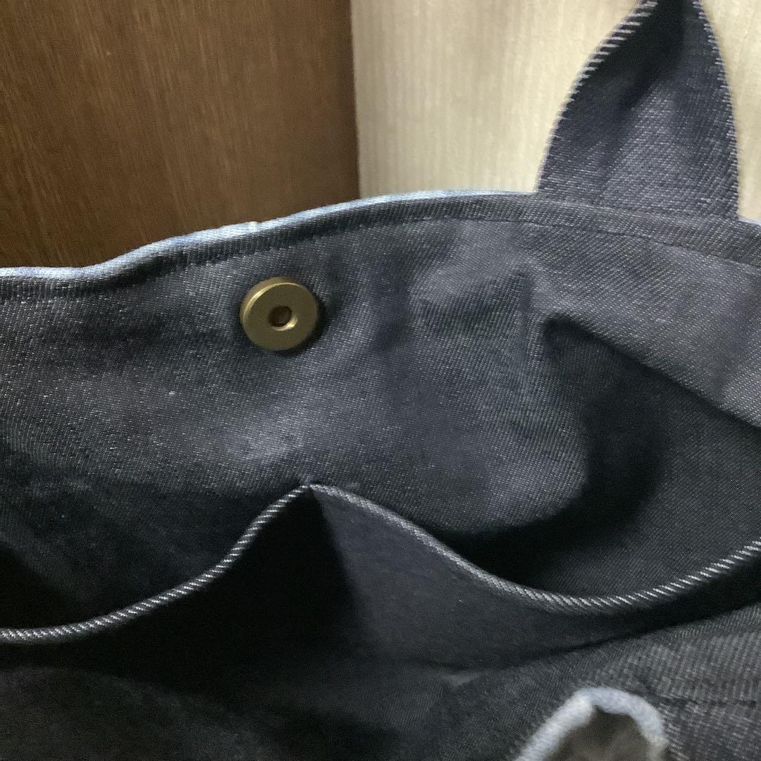 ハンドメイド　リメイクデニム　トートバッグ　サイドポケット＆Dカン付き