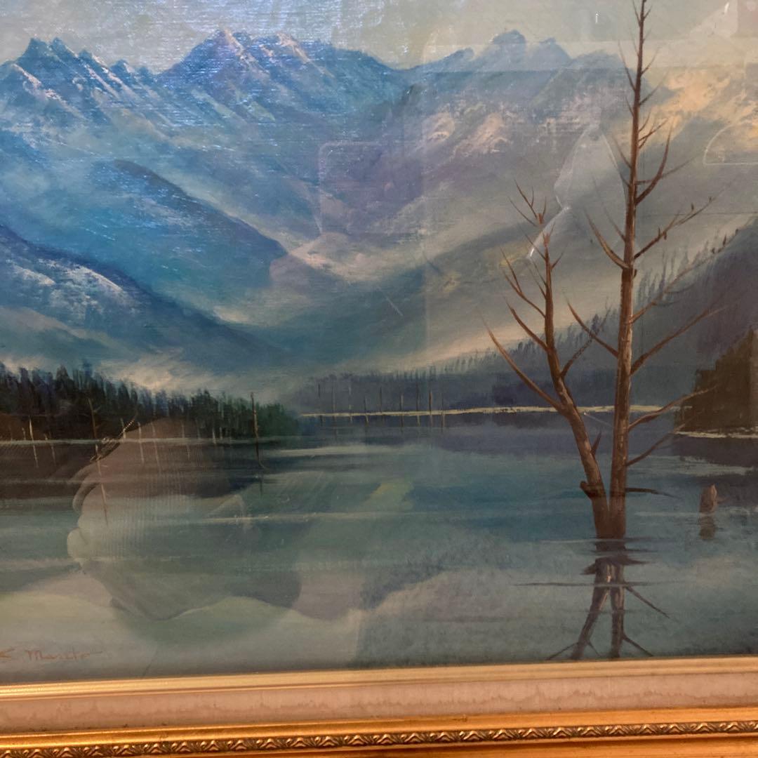 送料込 大正池アンティーク額縁 絵画込 額縁Ｆ１０サイズ