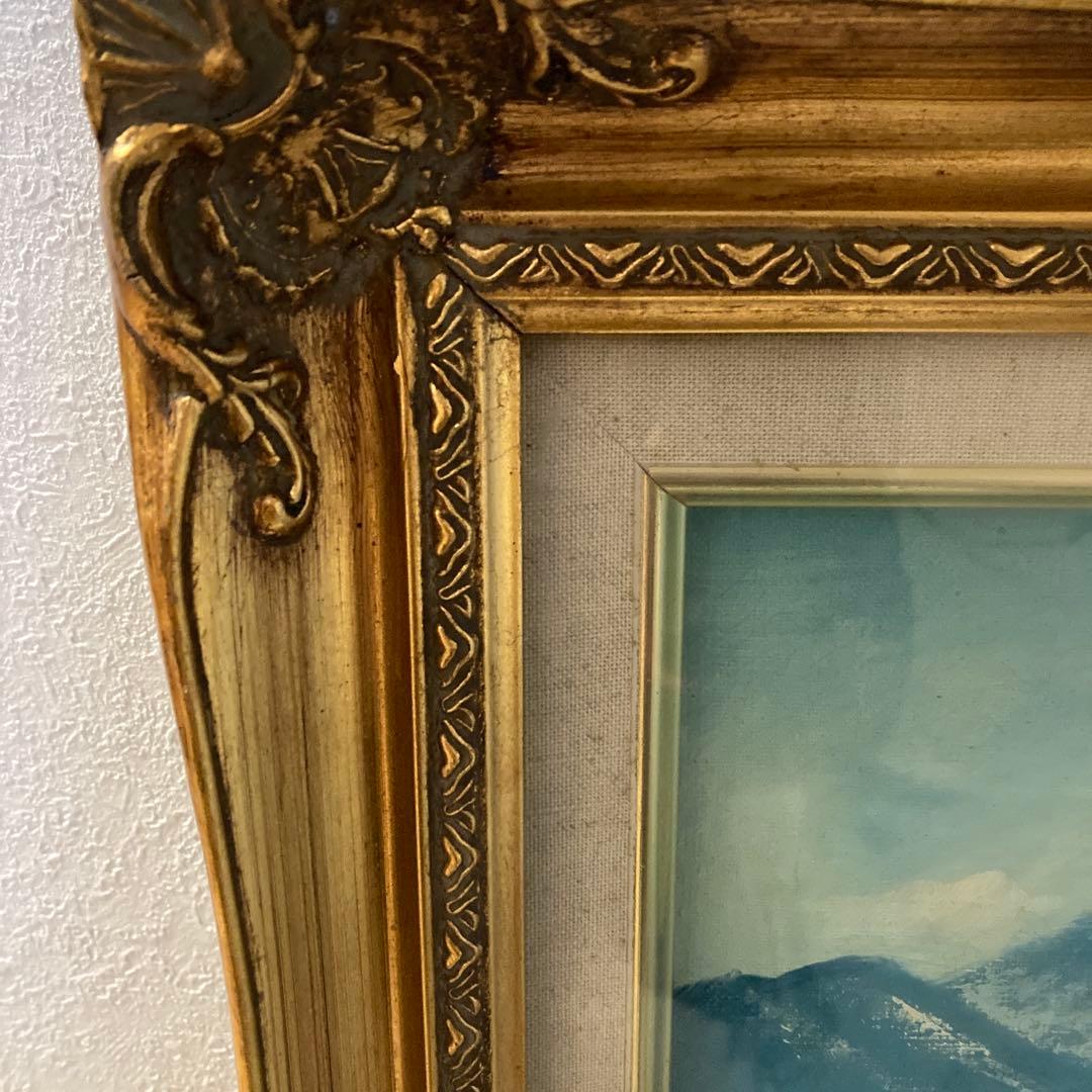 送料込 大正池アンティーク額縁 絵画込 額縁Ｆ１０サイズ