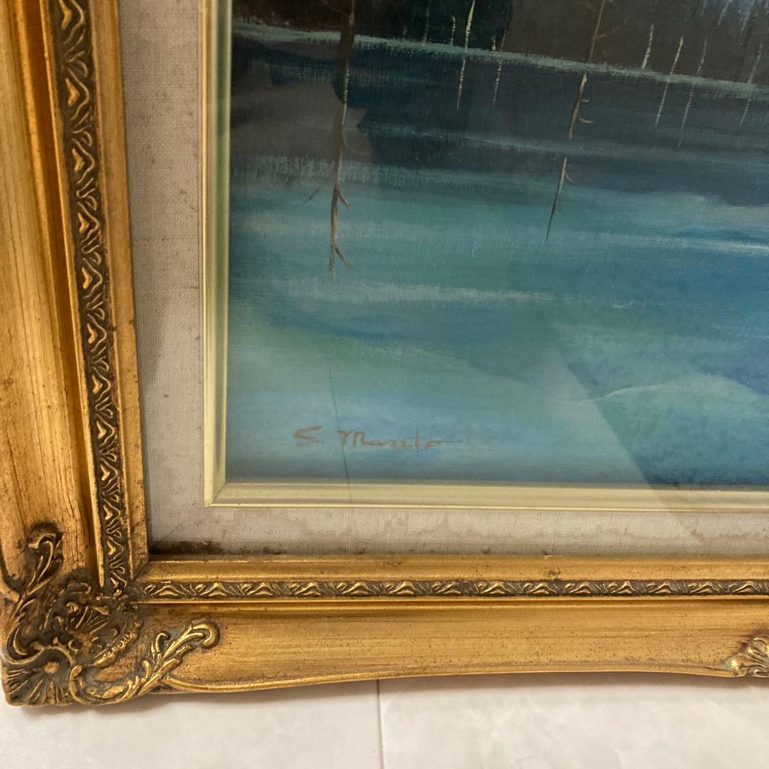 送料込 大正池アンティーク額縁 絵画込 額縁Ｆ１０サイズ