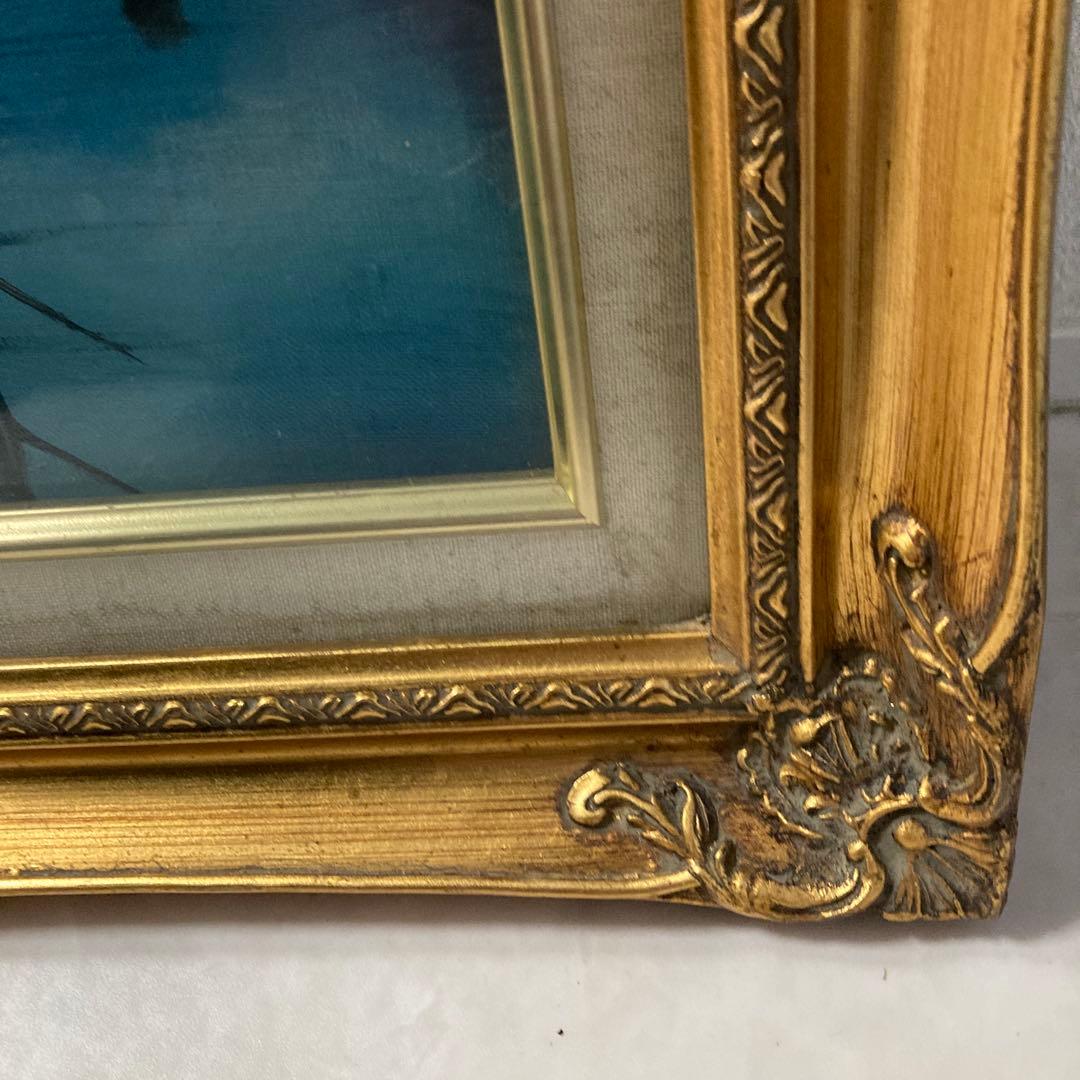 送料込 大正池アンティーク額縁 絵画込 額縁Ｆ１０サイズ