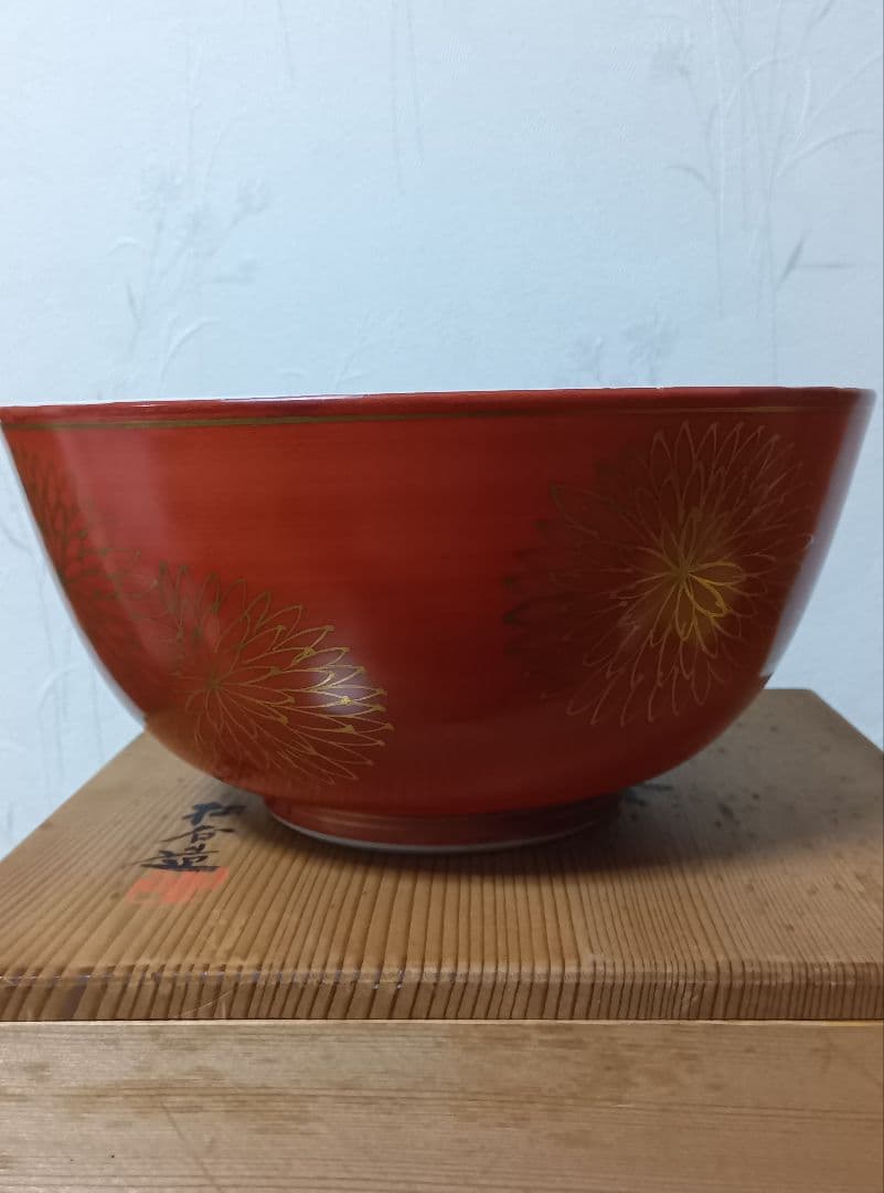 叶 松谷造 　金襴手 共箱 　菓子鉢
