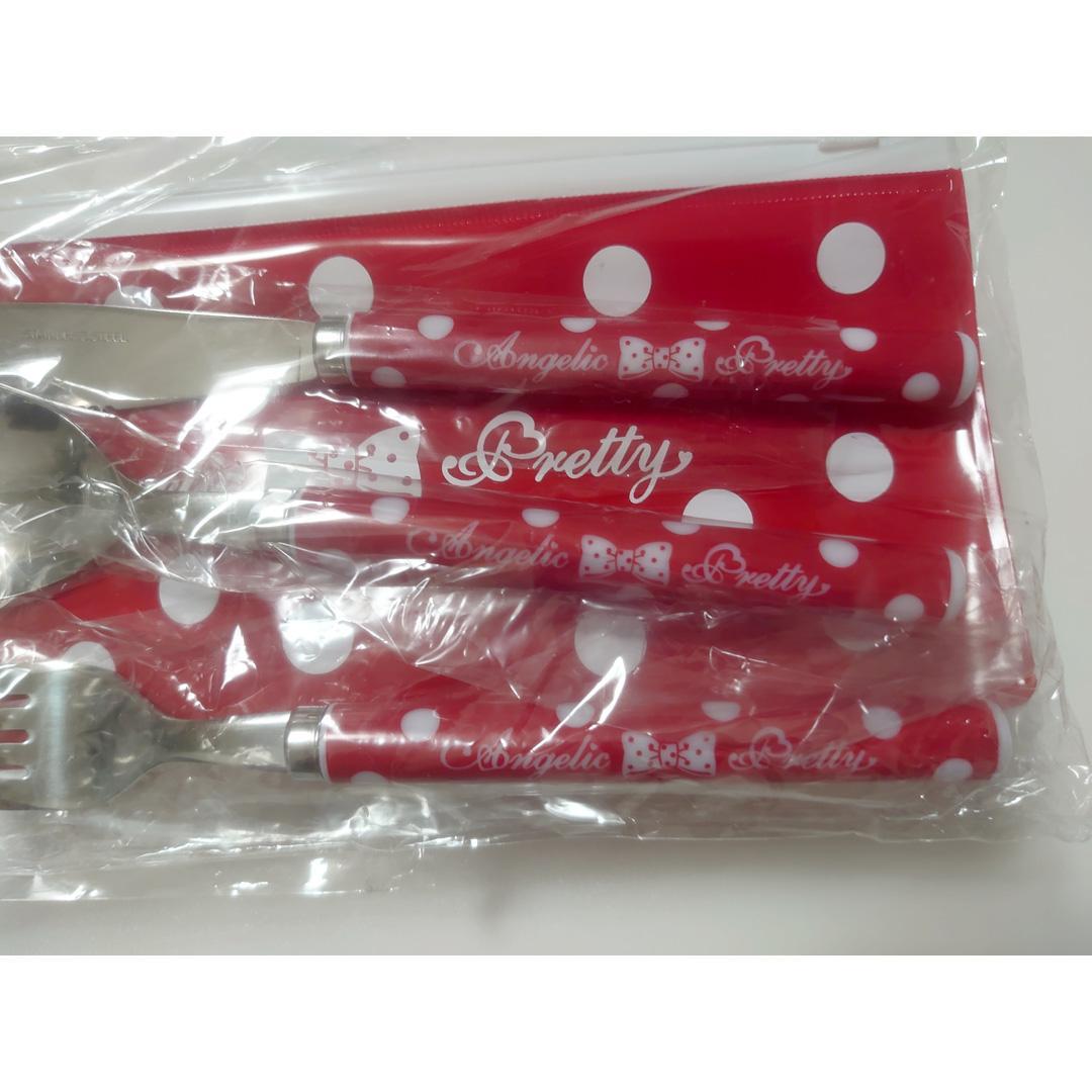 Angelic Pretty お皿&未使用 カトラリーセット 3種 赤ドット柄