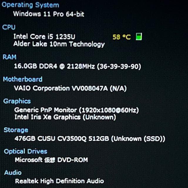 2022《極美品》12世代上級ハイスペック！新品SSD！RAM16GB！VAIO