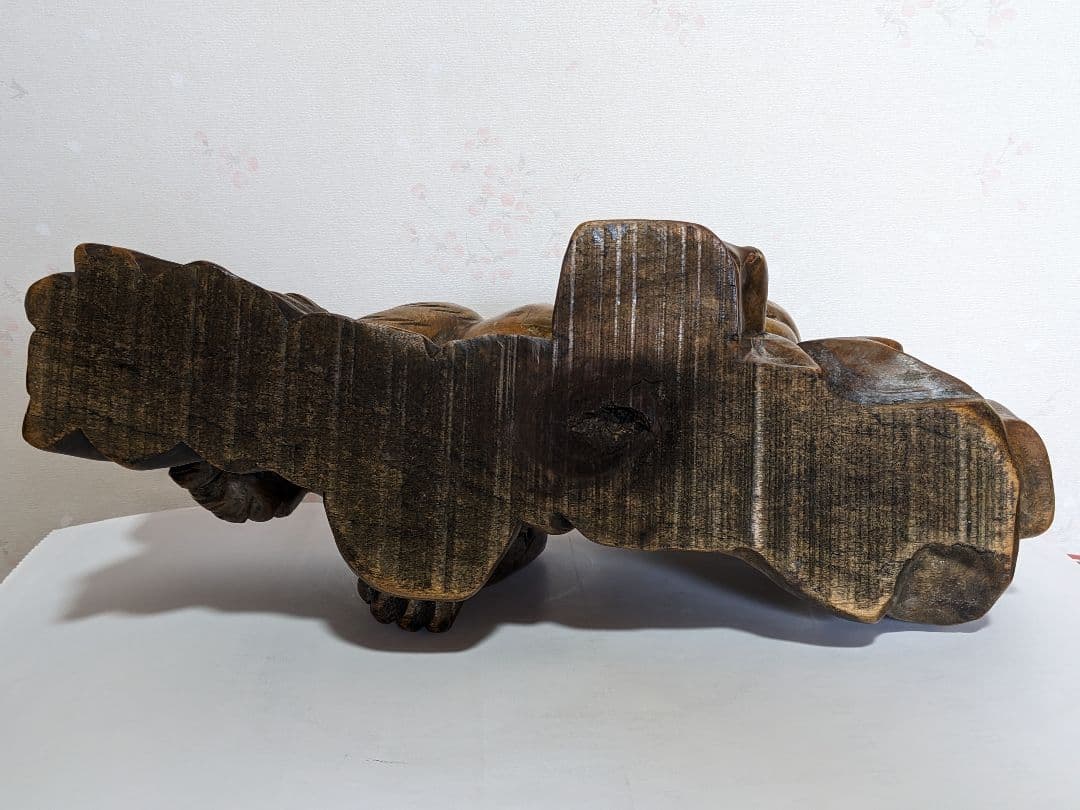 ♦木彫 虎 透し彫り 一点物 飴色 トラ 寅 干支 縁起物 置物古美術品 骨董品