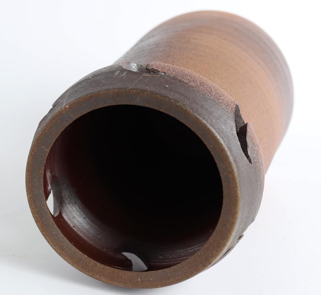 人間国宝『藤原雄』作 備前 月透し文 花器 花生 共箱