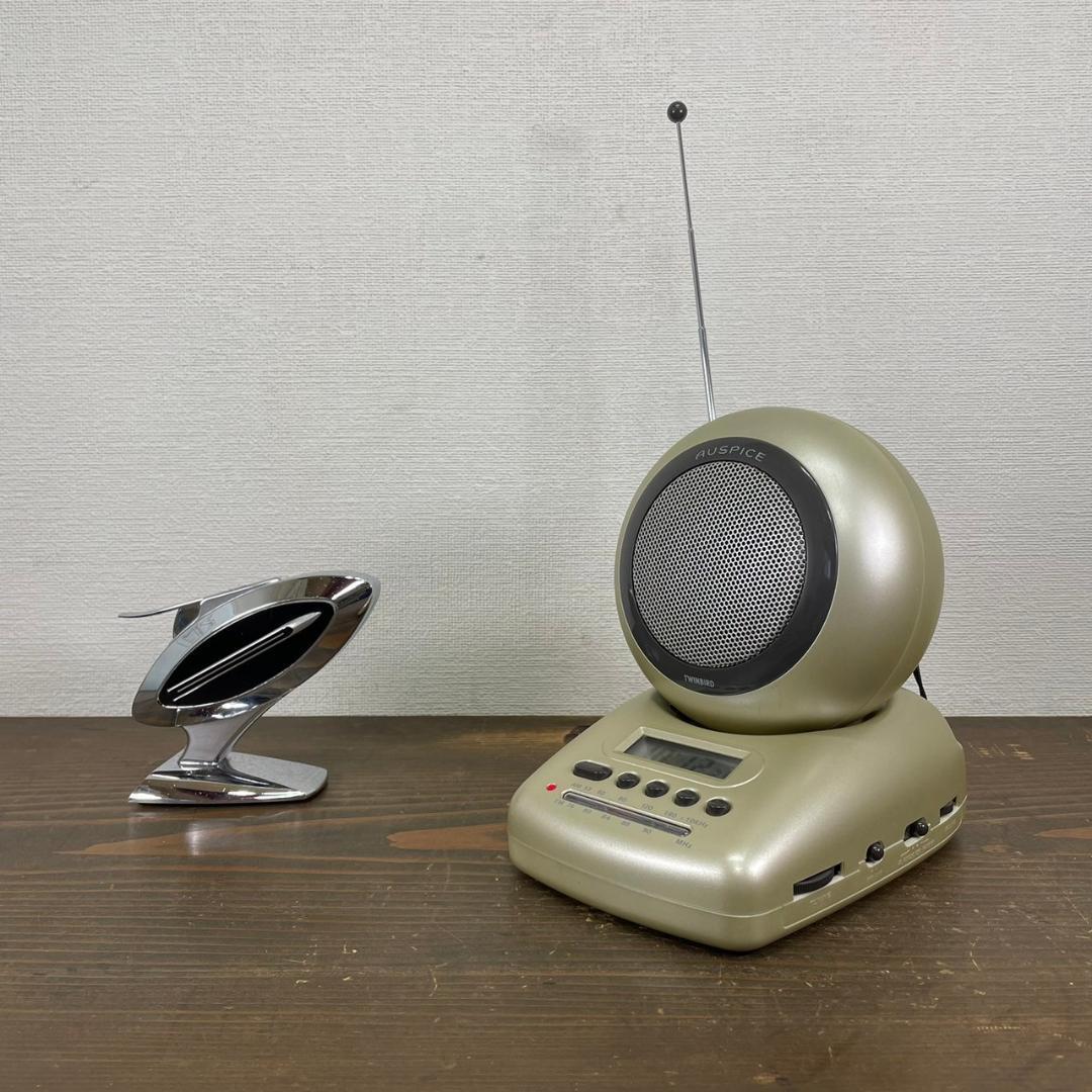 ツインバード TWINBIRD ラジオ付き 目覚まし時計 ゴールド