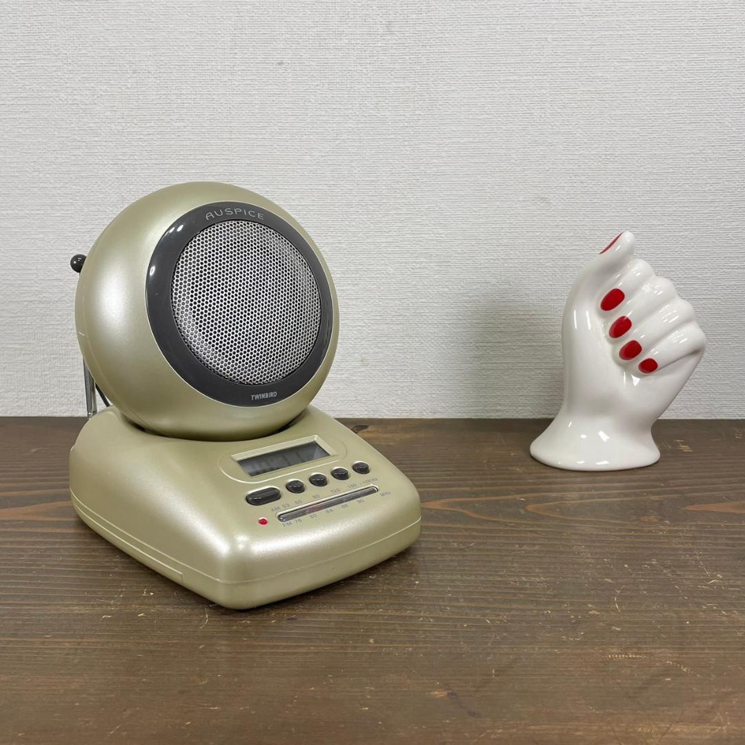 ツインバード TWINBIRD ラジオ付き 目覚まし時計 ゴールド