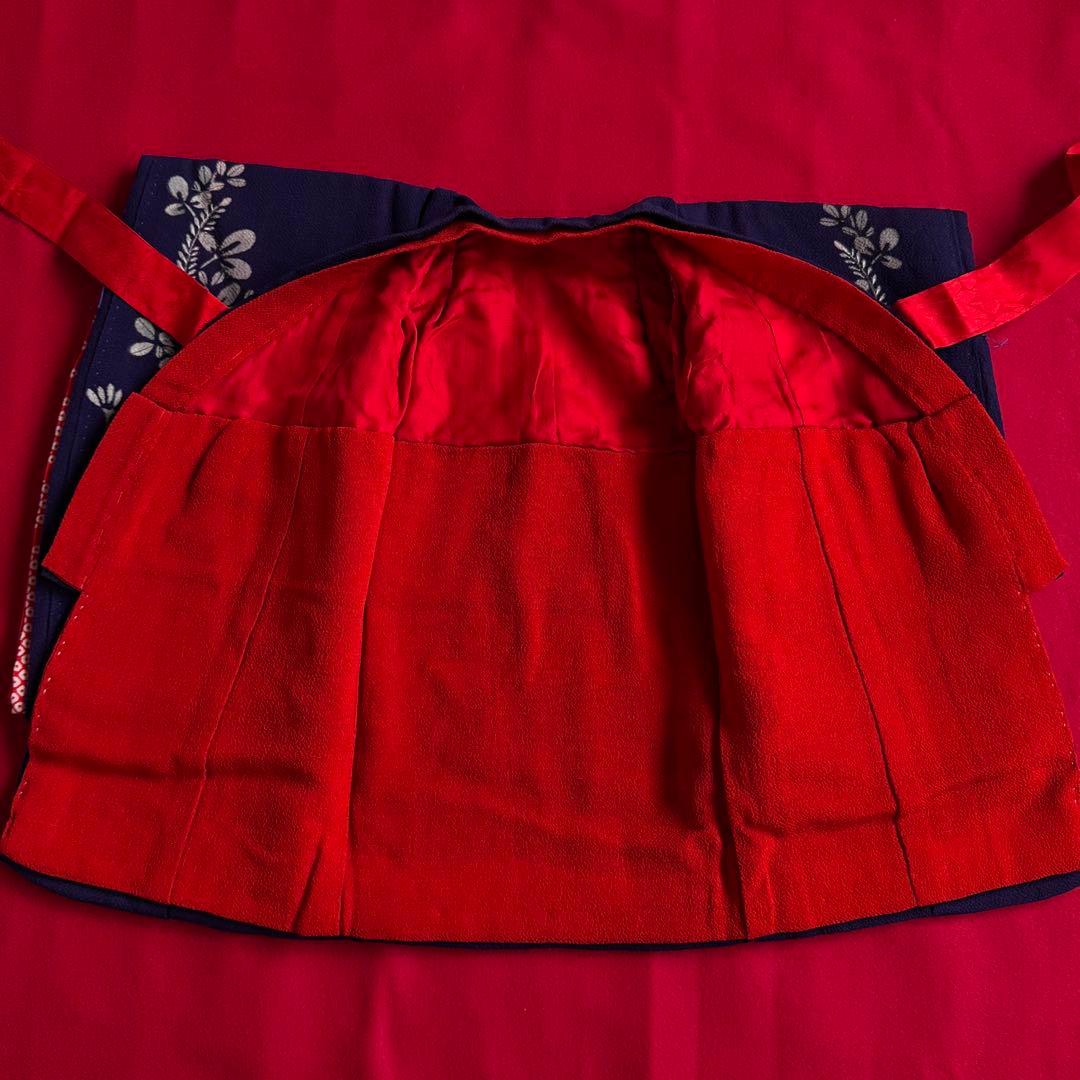 市松人形 12号(42cm)サイズの着物　比翼仕立て　濃紫　野菊刺繍　家紋　い