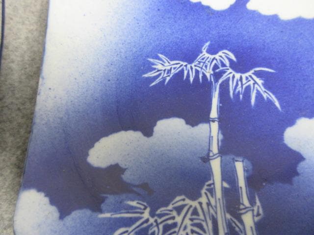 吹墨雲に竹角皿5枚 [B28924]