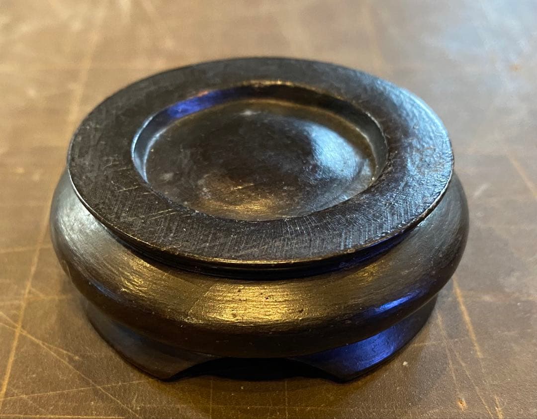 安南焼・アナミス　ミニ染付花器　　　鑑賞台付 一輪挿し　ヴィンテージ　レア