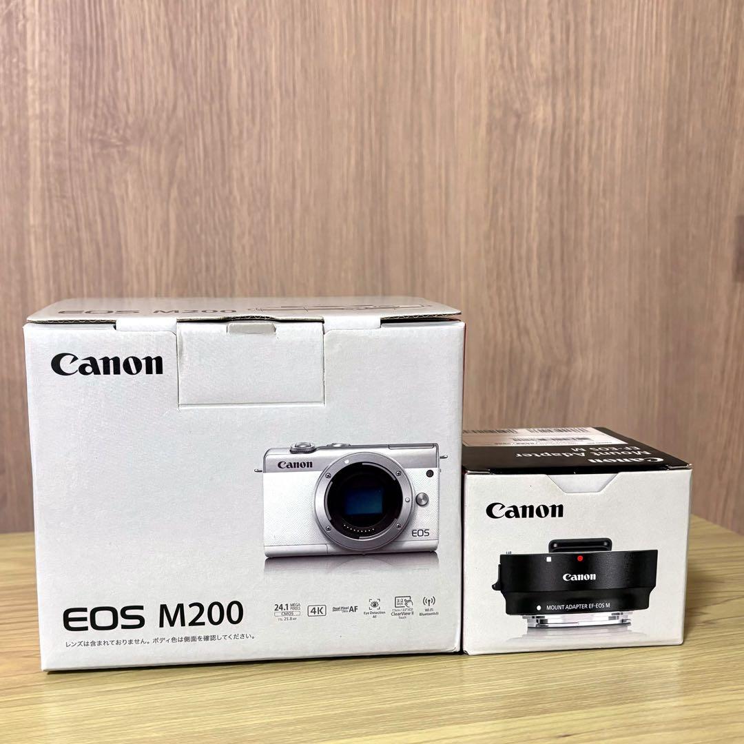 【美品】Canon EOS M200黒本体＋純正EFマウントアダプター箱取説有