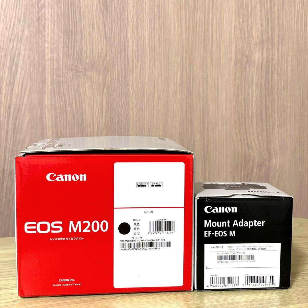 【美品】Canon EOS M200黒本体＋純正EFマウントアダプター箱取説有
