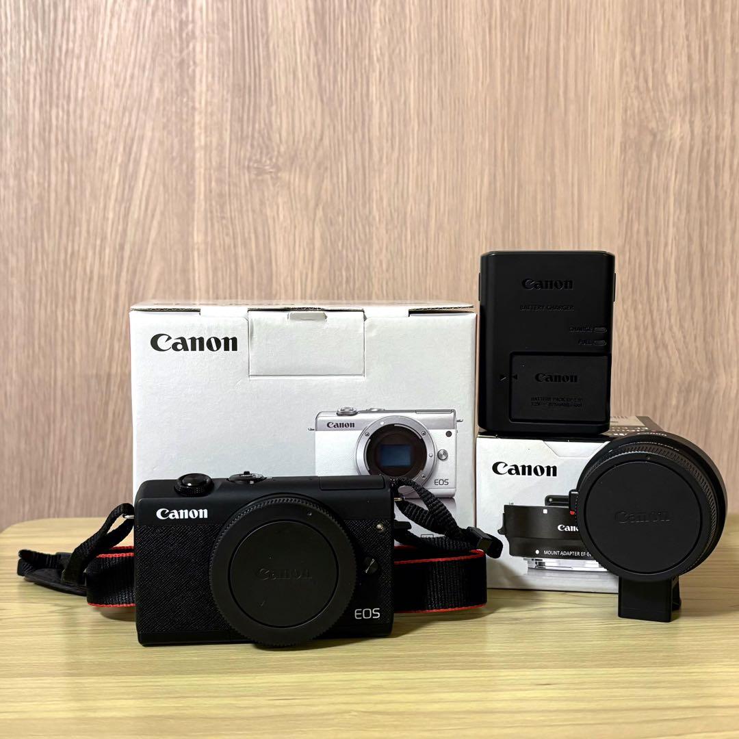 【美品】Canon EOS M200黒本体＋純正EFマウントアダプター箱取説有
