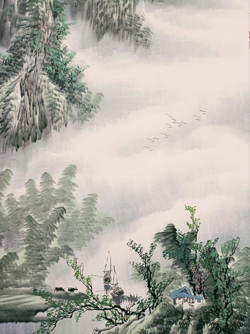 極美品 レア 中国 軸 開運 金運 絵 龍脈 山水 花鳥 美術 骨董 インテリア