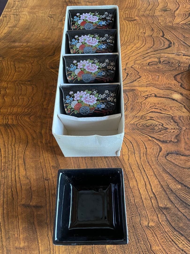 【未使用・共箱付】九谷焼 花車文様 5客セット 飾り鉢 美術陶器