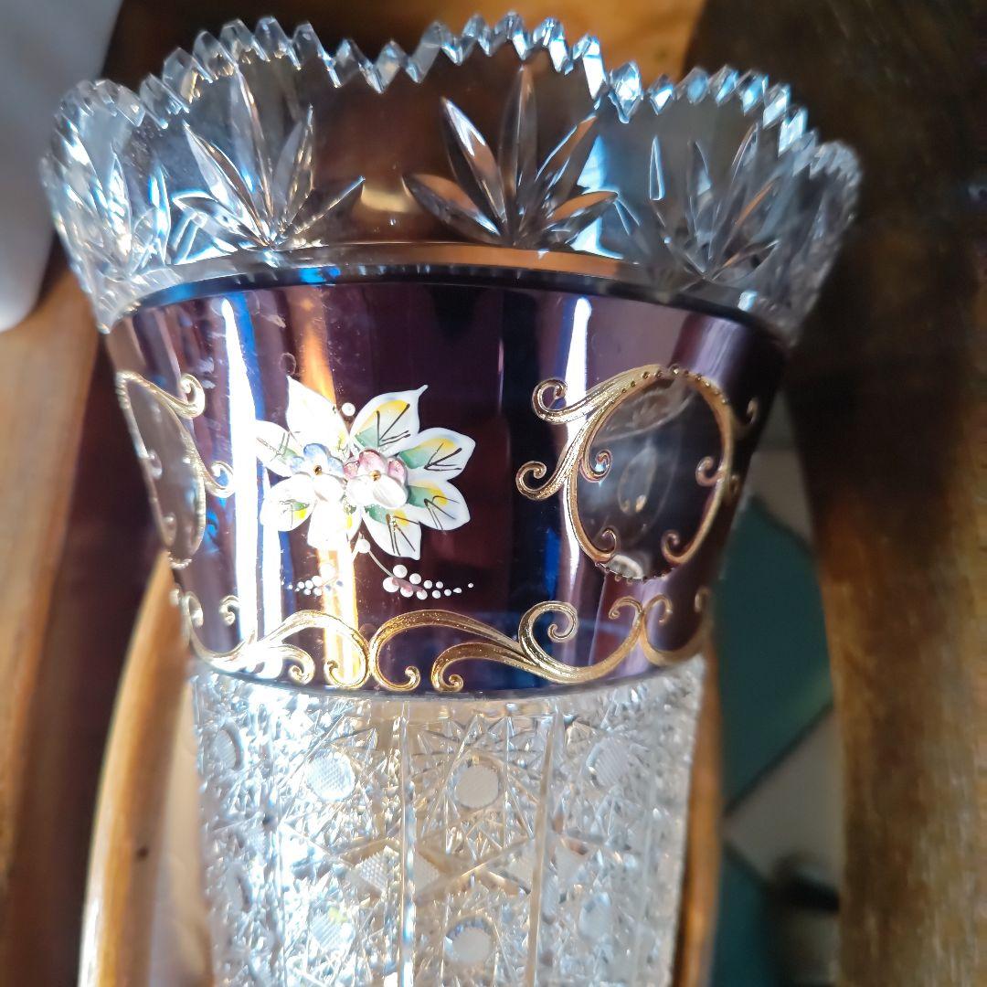♥お値下げ♥ボヘミアンクリスタルゴールド花柄花瓶　フラワー花瓶
