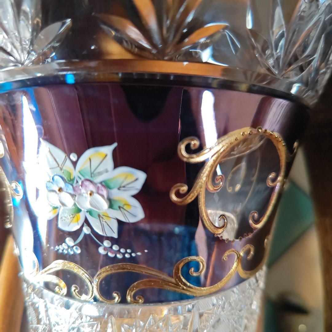 ♥お値下げ♥ボヘミアンクリスタルゴールド花柄花瓶　フラワー花瓶