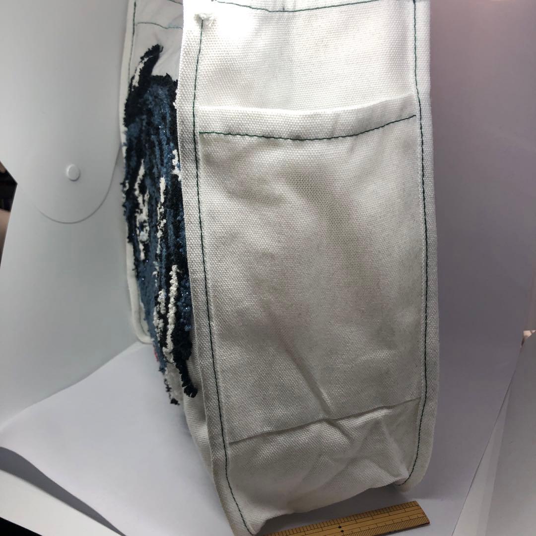 パンチニードル虎の顔刺繍キャンバストートバッグ大きい