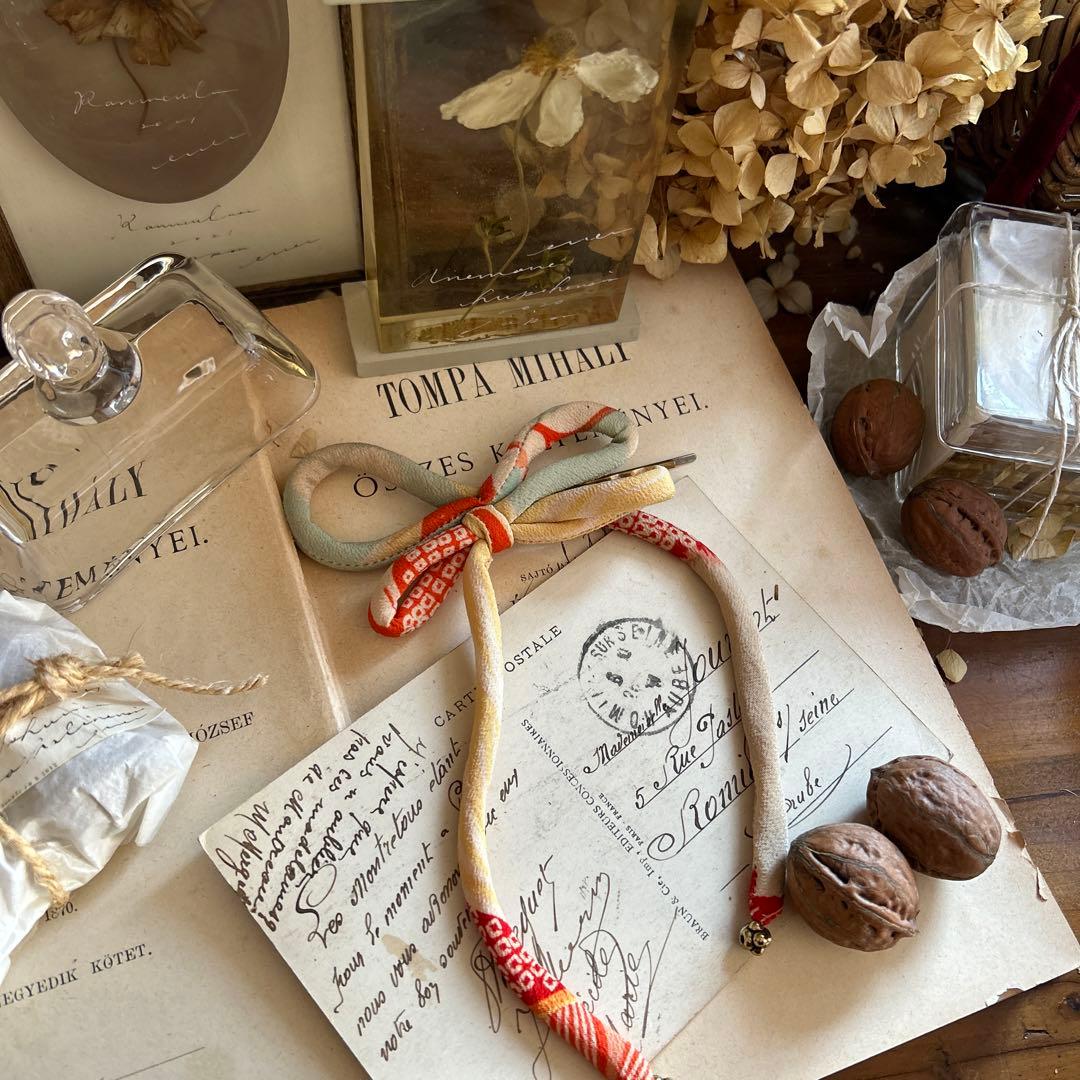 ビンテージ 和柄 ちりめん 髪飾り trifolium 帯留め