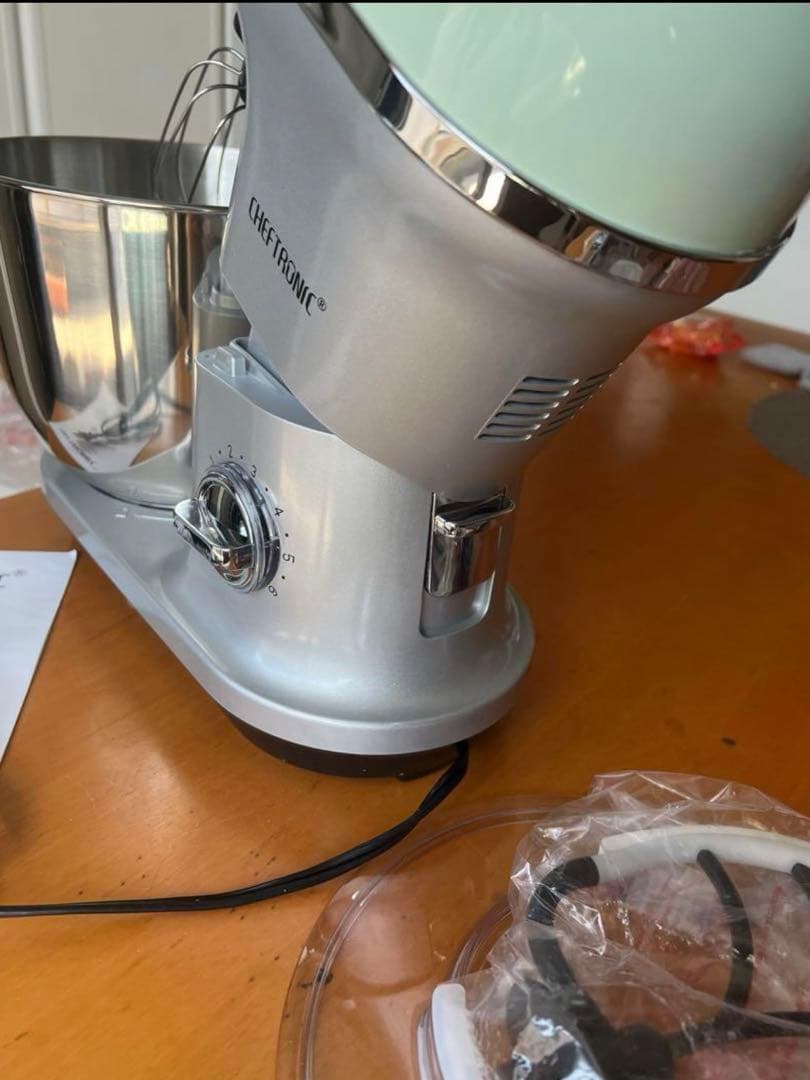 5L 高速スタンドミキサー 6スピード調整 4種類アタッチメント ブラック