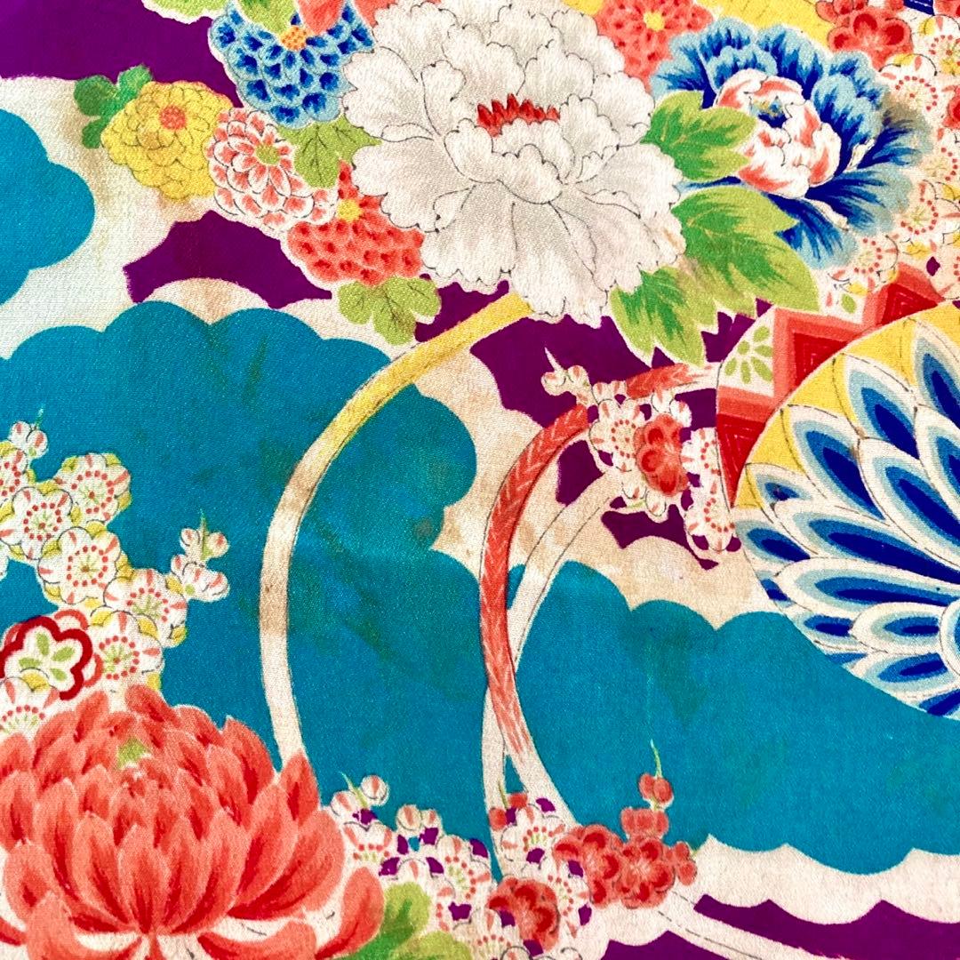 ターコイズ アンティーク3歳 女の子 子供着物 七五三 アンティーク着物 NO