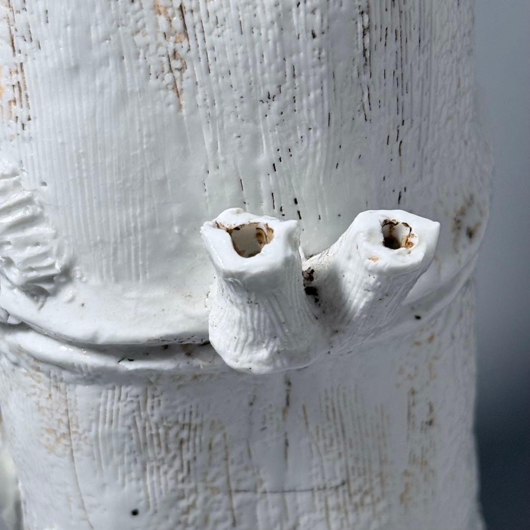 魯*人様 江戸後期　平戸焼　白磁玄武竹形花器　共箱　迫力の造形美　大珍品　蒐集家