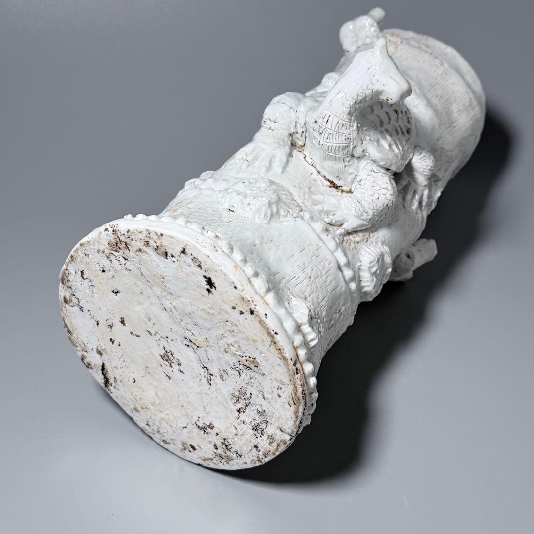 魯*人様 江戸後期　平戸焼　白磁玄武竹形花器　共箱　迫力の造形美　大珍品　蒐集家