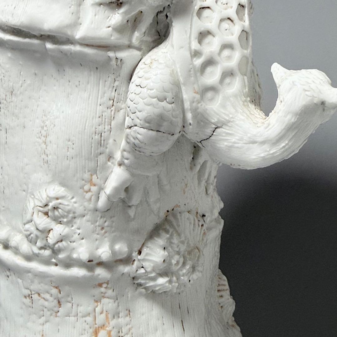 魯*人様 江戸後期　平戸焼　白磁玄武竹形花器　共箱　迫力の造形美　大珍品　蒐集家