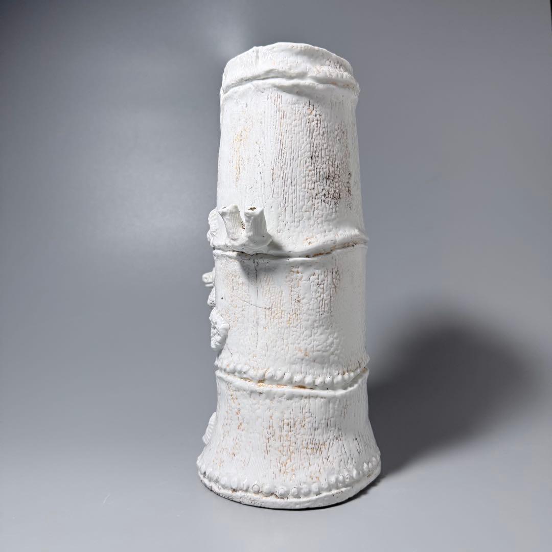 魯*人様 江戸後期　平戸焼　白磁玄武竹形花器　共箱　迫力の造形美　大珍品　蒐集家