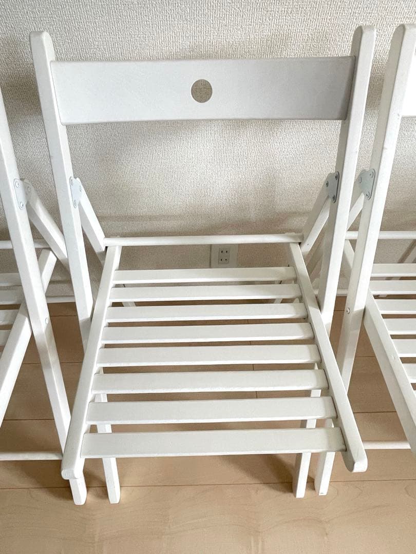 イケア　IKEA 折りたたみチェア　3脚セット　ホワイト　折り畳み椅子