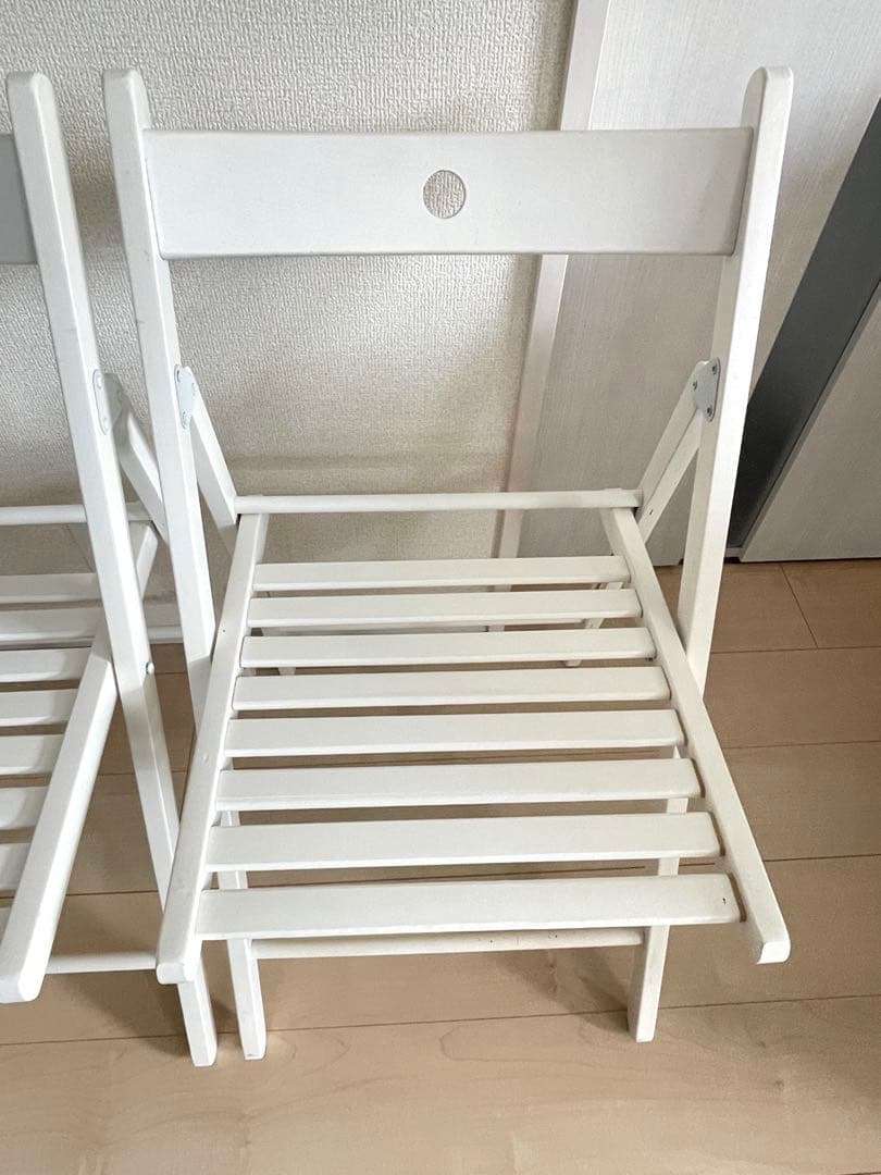 イケア　IKEA 折りたたみチェア　3脚セット　ホワイト　折り畳み椅子