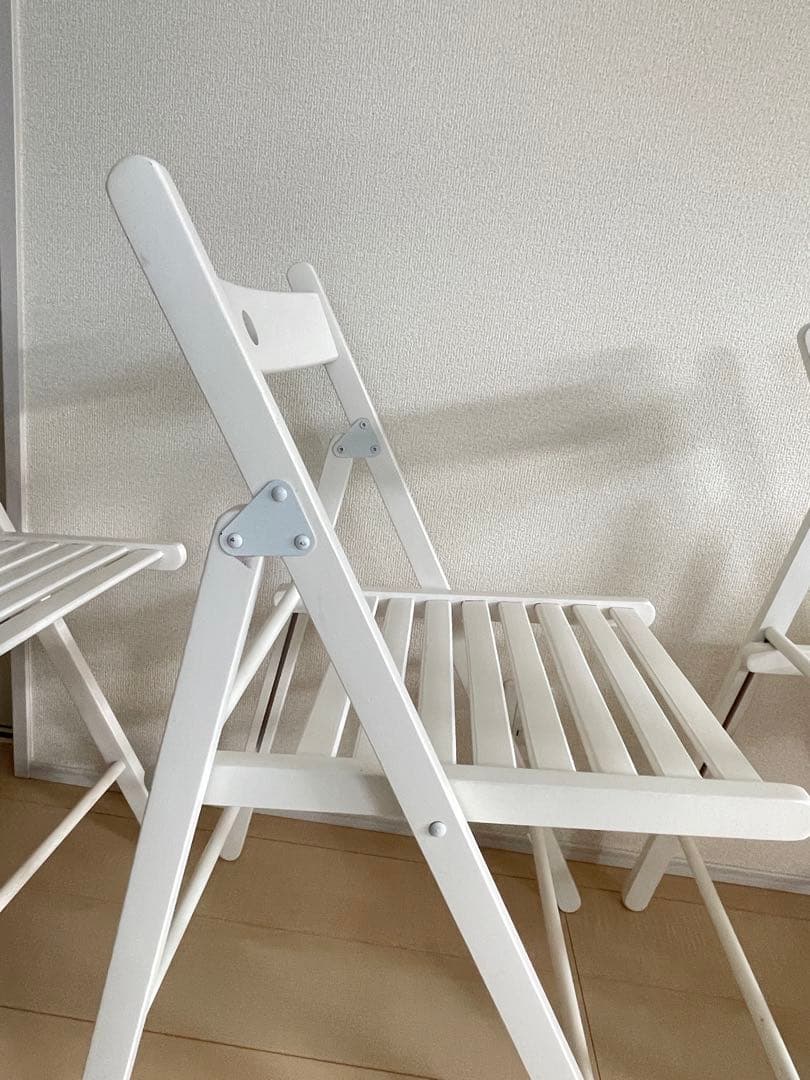 イケア　IKEA 折りたたみチェア　3脚セット　ホワイト　折り畳み椅子