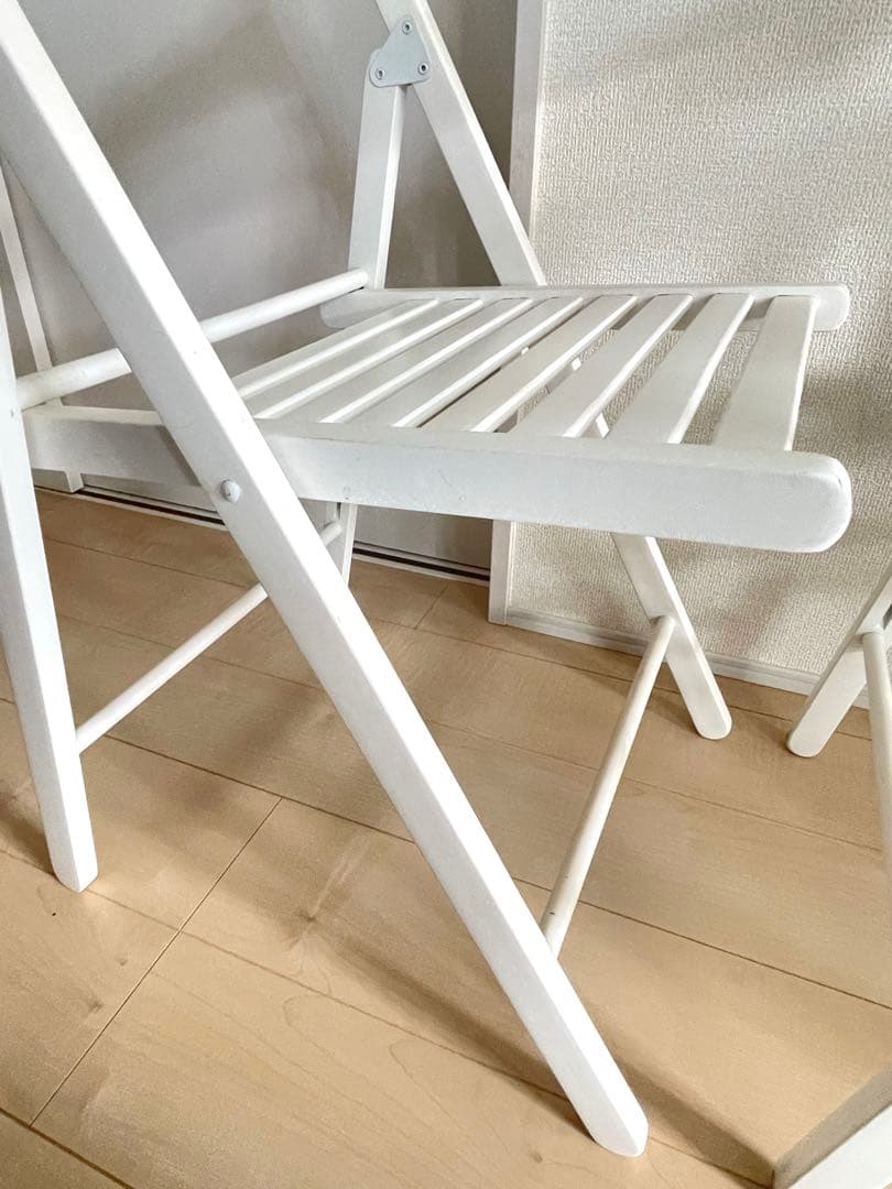 イケア　IKEA 折りたたみチェア　3脚セット　ホワイト　折り畳み椅子
