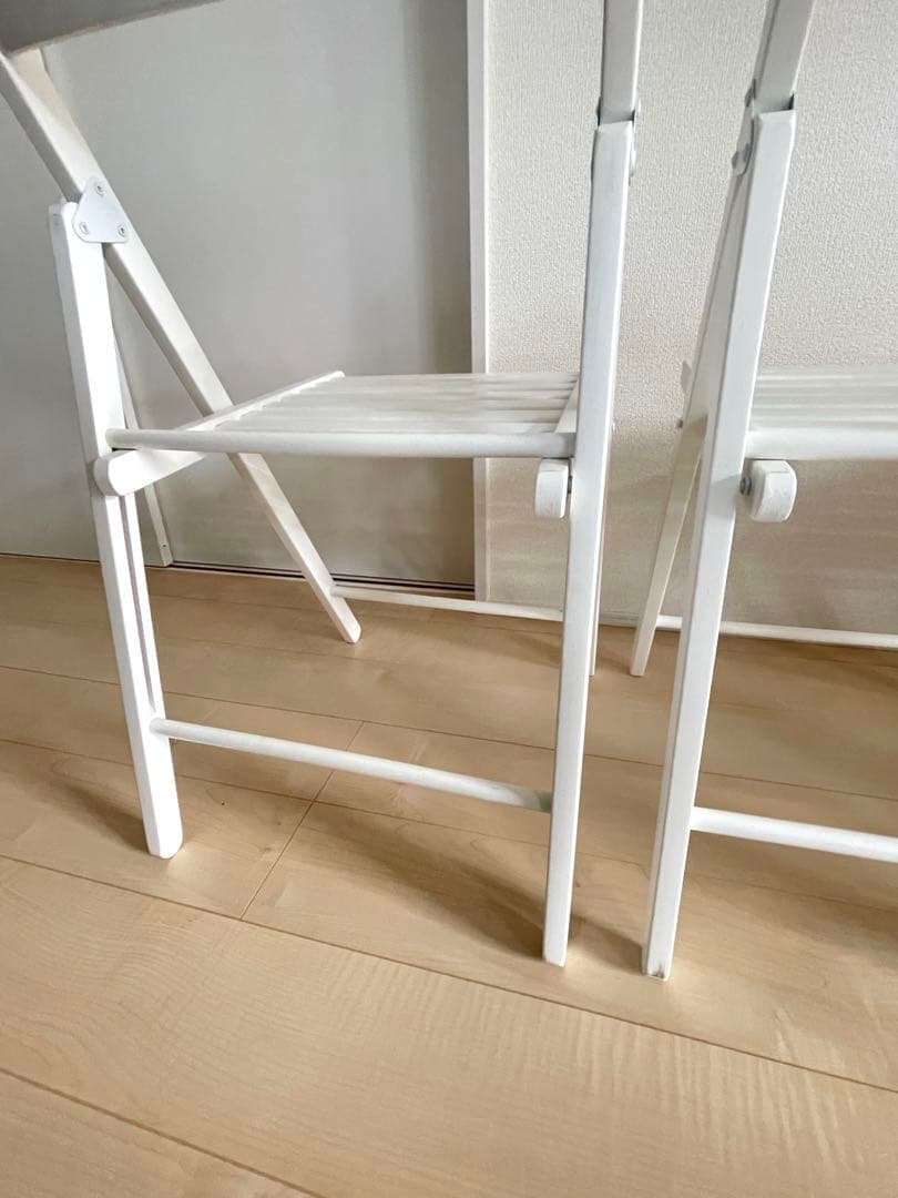 イケア　IKEA 折りたたみチェア　3脚セット　ホワイト　折り畳み椅子