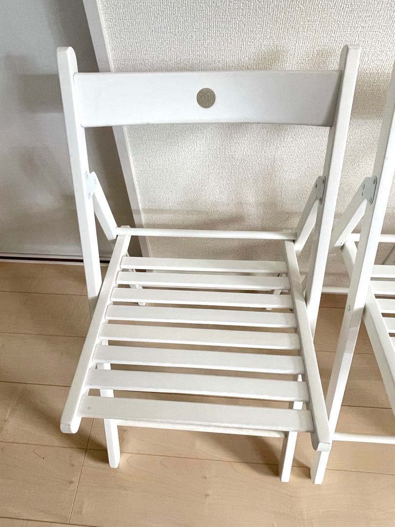 イケア　IKEA 折りたたみチェア　3脚セット　ホワイト　折り畳み椅子