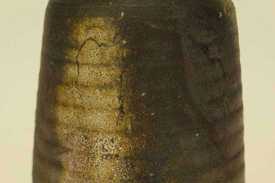 人間国宝 山本陶秀作 備前花入 窯変 共箱 真作保証(ZE936)