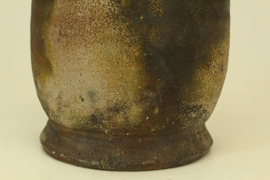 人間国宝 山本陶秀作 備前花入 窯変 共箱 真作保証(ZE936)