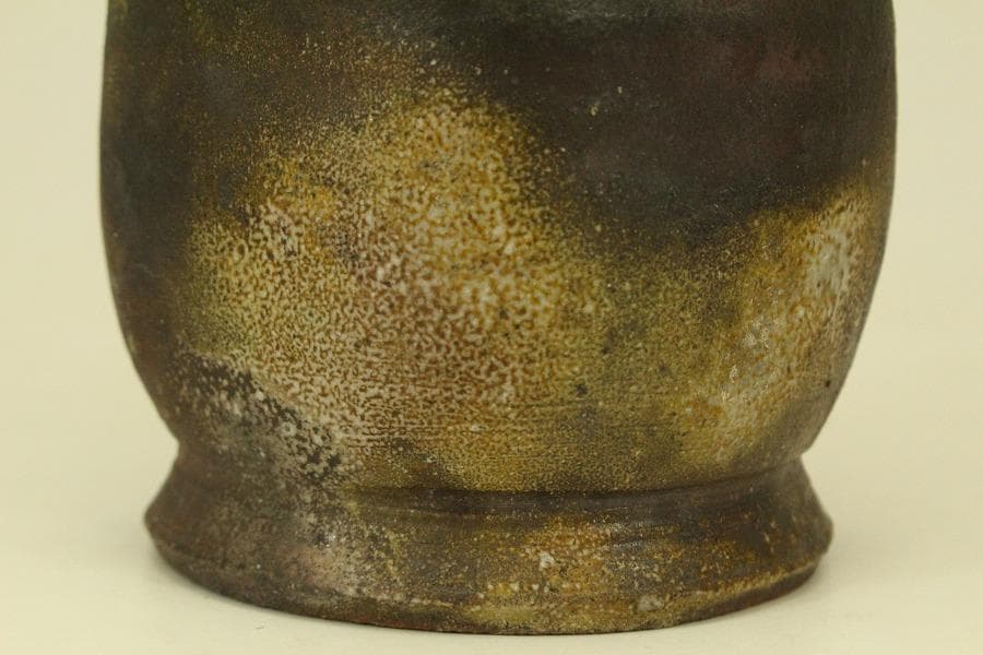 人間国宝 山本陶秀作 備前花入 窯変 共箱 真作保証(ZE936)