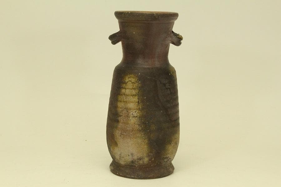 人間国宝 山本陶秀作 備前花入 窯変 共箱 真作保証(ZE936)