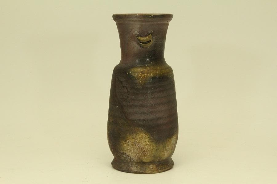 人間国宝 山本陶秀作 備前花入 窯変 共箱 真作保証(ZE936)