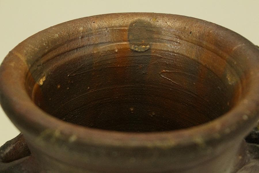 人間国宝 山本陶秀作 備前花入 窯変 共箱 真作保証(ZE936)