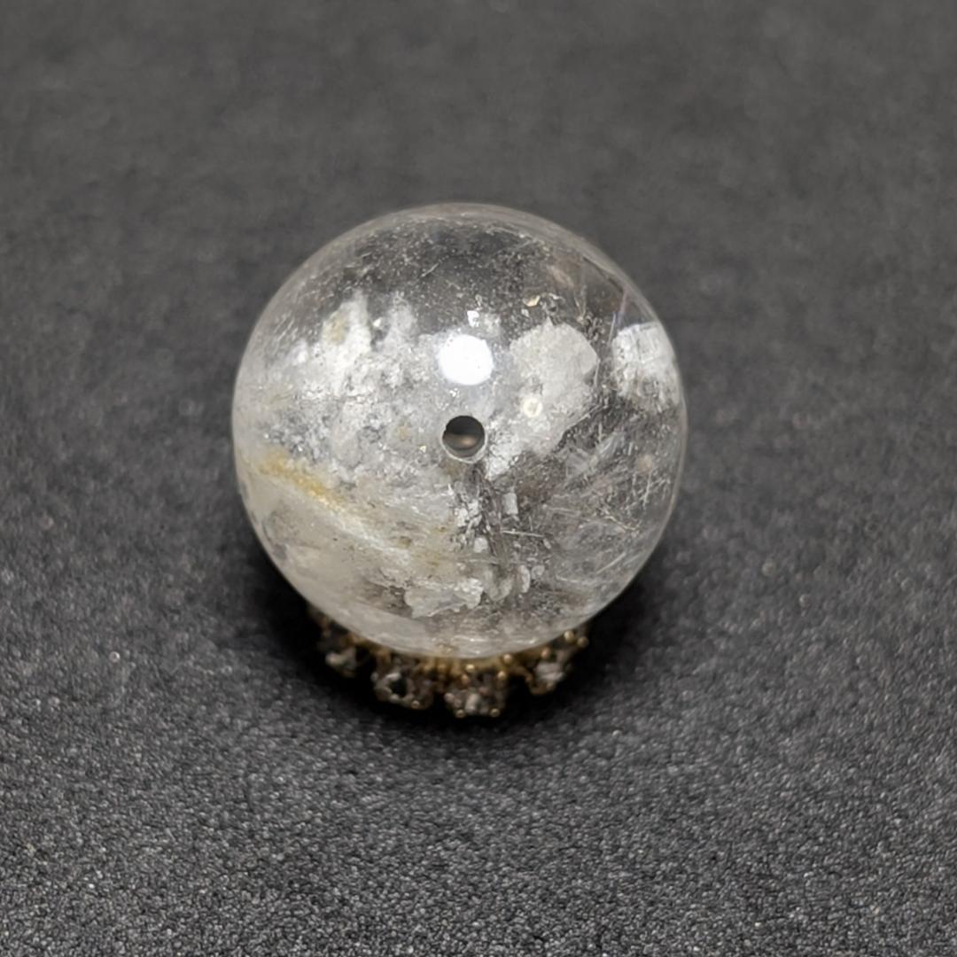 【結晶のような鉱物】プラチナルチルクォーツ 一点物 12ミリ 1粒売り 貫通穴有