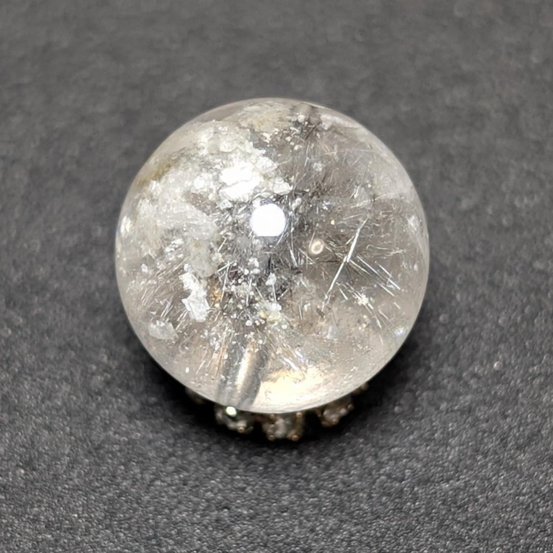 【結晶のような鉱物】プラチナルチルクォーツ 一点物 12ミリ 1粒売り 貫通穴有