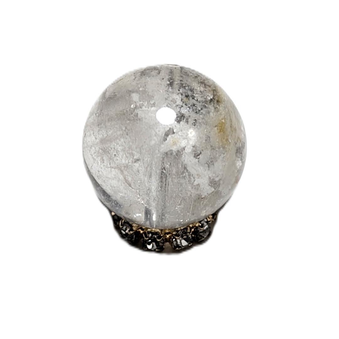 【結晶のような鉱物】プラチナルチルクォーツ 一点物 12ミリ 1粒売り 貫通穴有